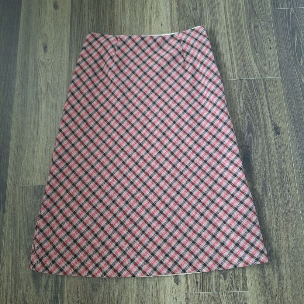 Vintage Casual Corner Wool Blend Plaid Midi Skirt Size 4 Y2k Preppy Girly
